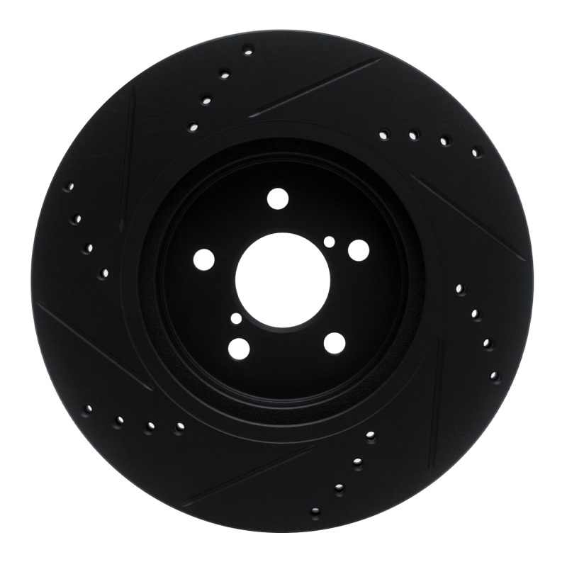 Subaru Impreza Brake Rotor (1) - Front Right - R1 Concepts - Drilled & Slotted - Black - `17-`23